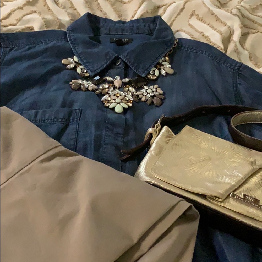 Talbots denim button down long sleeve shirt